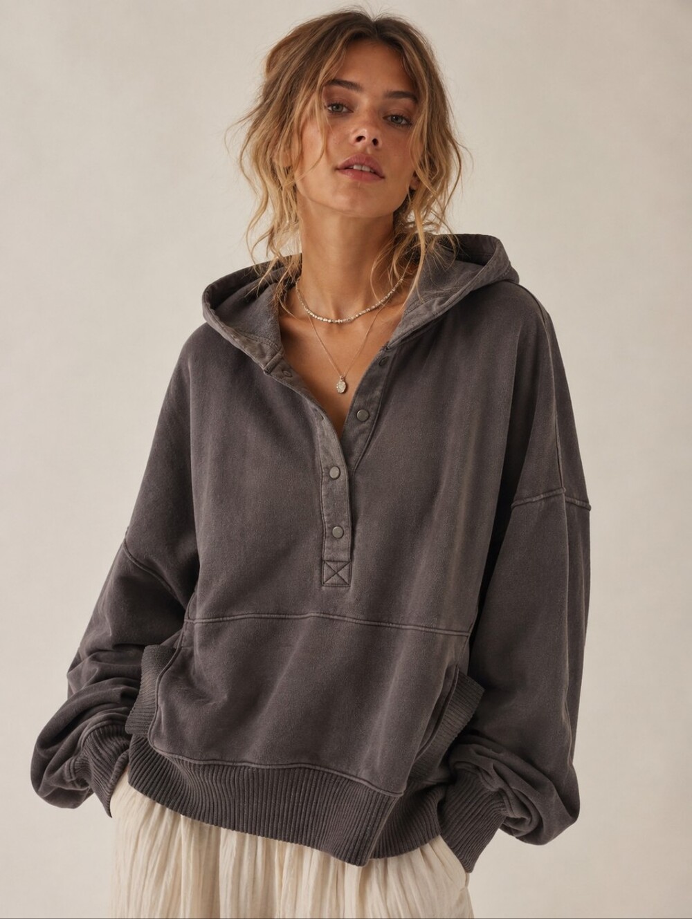 Bucketlist Ridley Oversized Hoodie Size S Grey Pullover